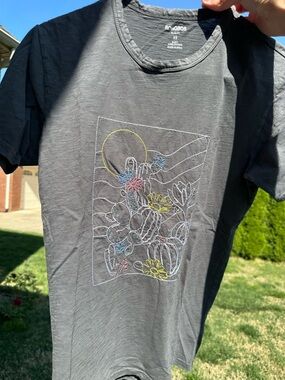Bonobos Charcoal Tee with Embroidered Desert Cacti